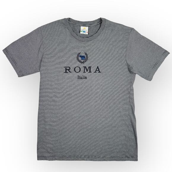 Vintage Sublima ROMA Italia Tee (L) Made in Italy Embroider Stripe Euro Tourist - Picture 1 of 10